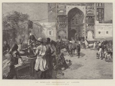 Een openluchtrestaurant in Lahore door Edwin Lord Weeks